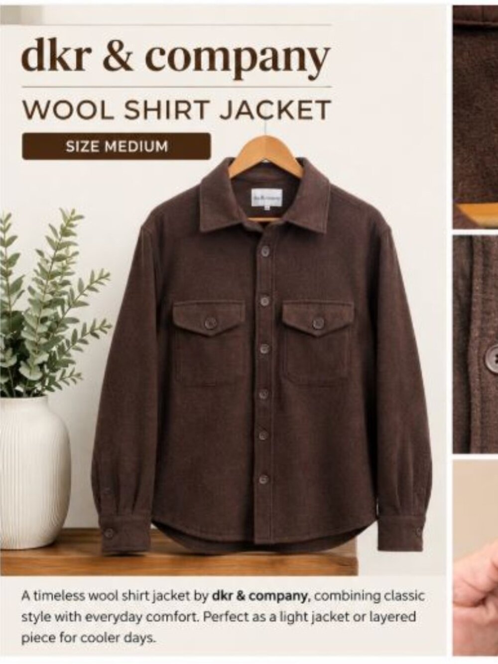 dkr & company Wool Shirt Jacket – Size Medium